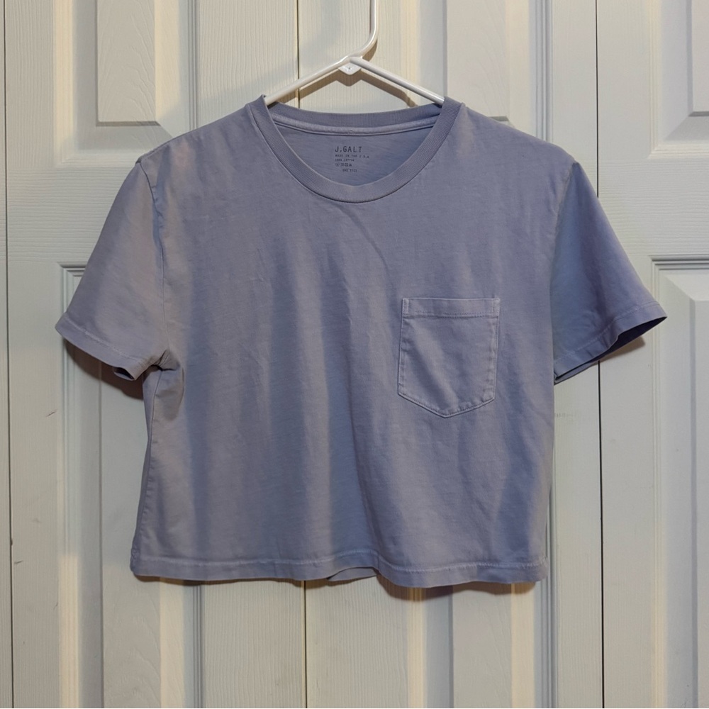 Light Blue Cropped Pocket T-Shirt